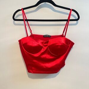 Red Satin Bustier Top